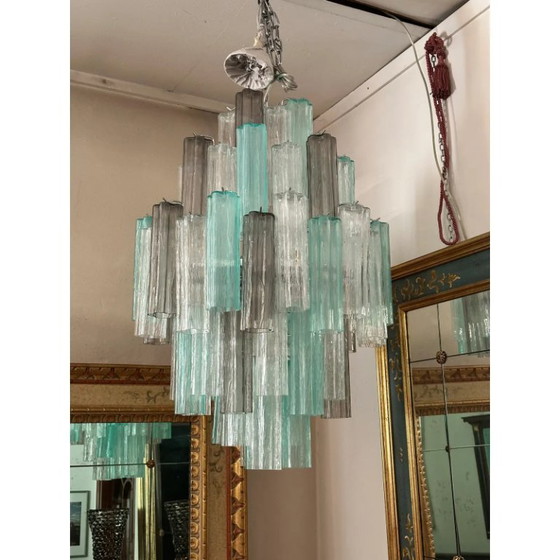 Image 1 of Groene en gerookte "Tronchi" Murano-stijl glazen kroonluchter