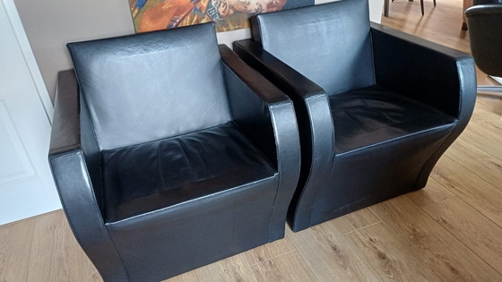 Image 1 of 2 poltrone elementari in pelle di Jean Nouvel Ligne Roset 1991