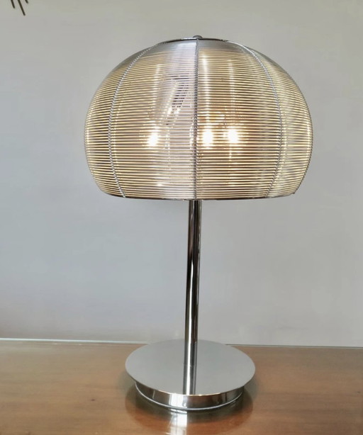 2X Large Vintage Chromed Metal "Mushroom" Lamps