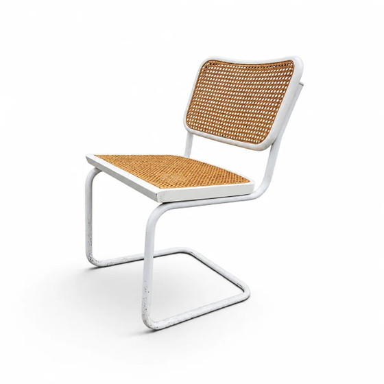4 x chaise cantilever blanche Cesca de Marcel Breuer modèle B32 / Bauhaus années 70 / fabriquée en Italie (photo 8 of 9)