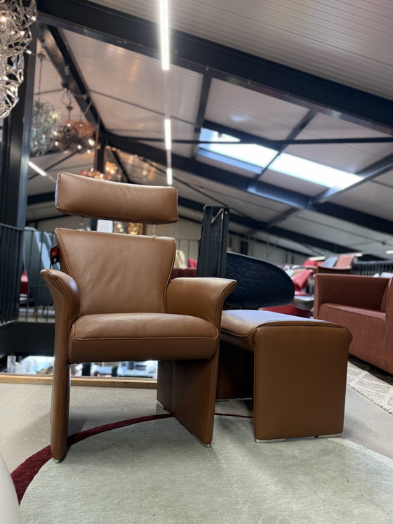 Image 1 of Jori Fauteuil Met Hocker Bruin Leer