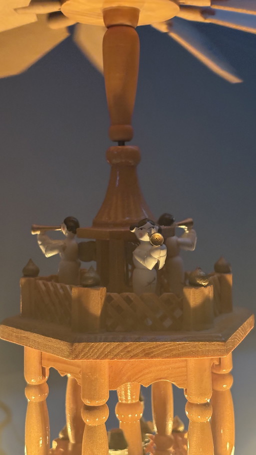 Original vintage wooden Christmas Weihnachts Pyramid with box