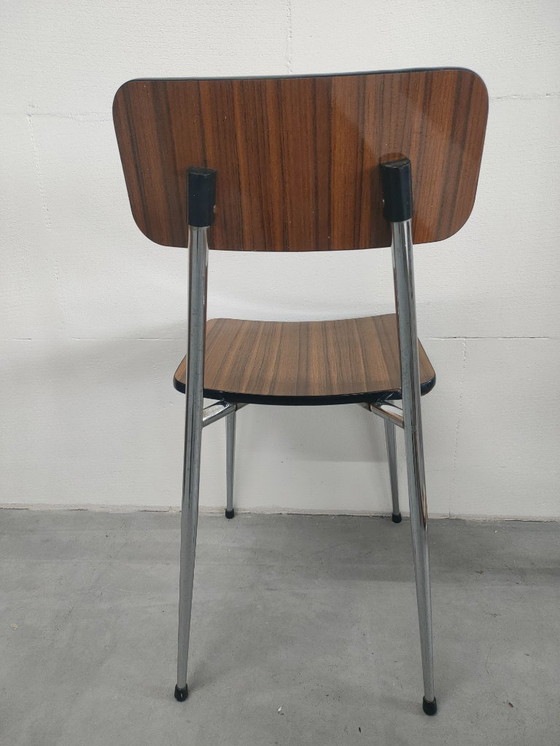 Image 1 of Set of two 1970s Caramel-colored Formica dining chairs and kitchen chairs (chrome-plated).