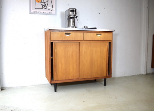 Mid Century Coffee Bar Vintage Kitchen Cabinet Dresser Kommode – ladekasten, Wood, Metal