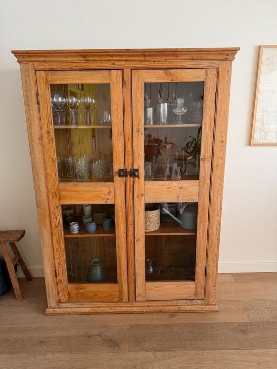 Antieke grenen servieskast – Opbergkast, Wood, Glass (photo 5 of 5)