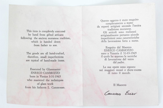 Image 1 of Große Murano-Glasvase von Enrico Cammozzo (mit Echtheitszertifikat)