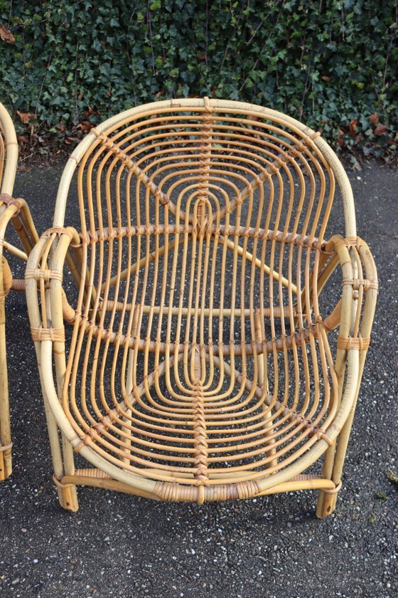 Image 1 of Paar vintage rotan fauteuils uit de jaren 60