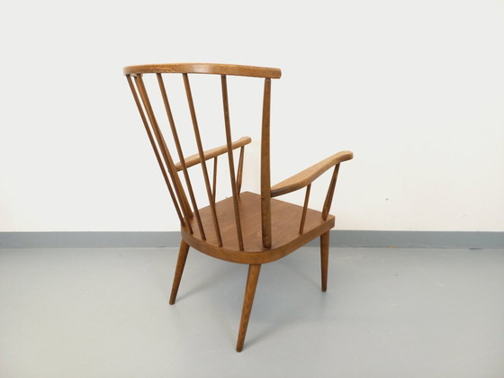 Image 1 of Poltrona vintage in legno Baumann, modello Fan, degli anni '60.