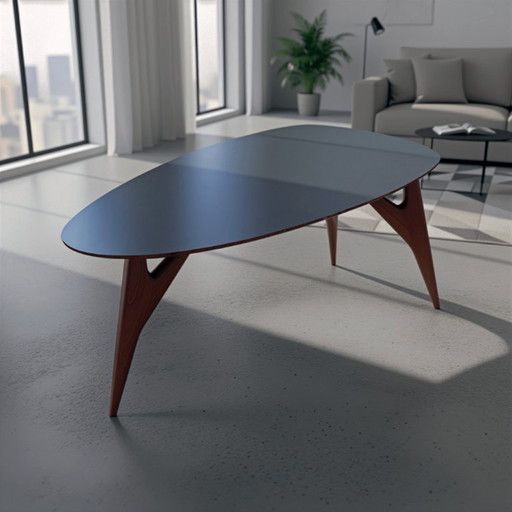 Luxury Ted ONE Dining Table 240x120 Grey Laminate & Solid Sapelli Mahogany Custom Made Italy