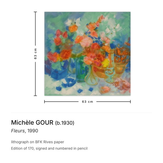 Image 1 of Michèle GOUR Fleurs Signed lithograph 1990
