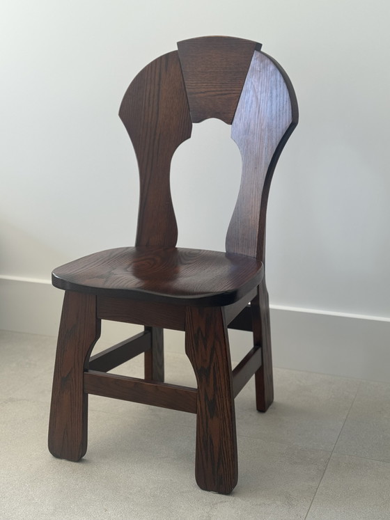 Image 1 of Brutalist eetstoelen (6st) en eettafel