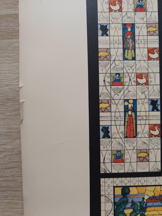 Image 1 of Art Nouveau-illustratie van een glas-in-loodraam door René Binet, 1902.