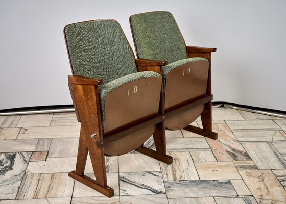 Image 1 of Vintage groene opklapbare bioscoopstoelen, jaren 70, Tsjechoslowakije