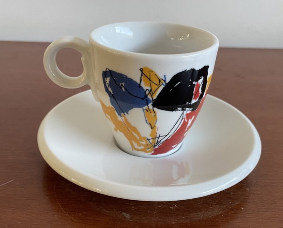 Due tazzine da caffè espresso con piattini, motivo astratto, Jan Cremer, Stoviglie, Ceramica, Porcellana (foto 5 di 12)