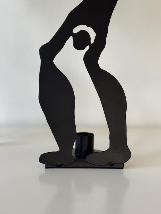Image 1 of Candeliere vintage IKEA Häll design Anna Efverlund anni '90 - silhouette di donna in metallo nero