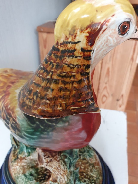 Image 1 of Large antique ceramic pheasant statue ca. 1900-1920