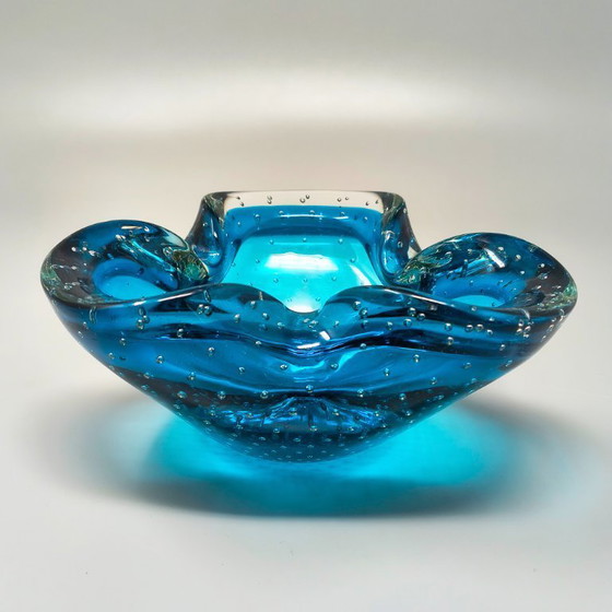 Image 1 of Cendrier ou vide-poches rose style milieu du siècle, années 1960, en verre de Murano Bullicante, par Flavio Poli.