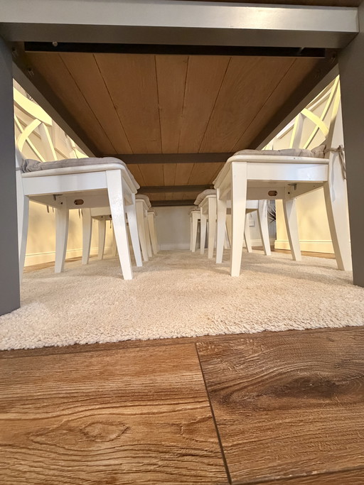 Handgemaakt, uniek designstuk: massief eikenhouten eettafel (250 cm)