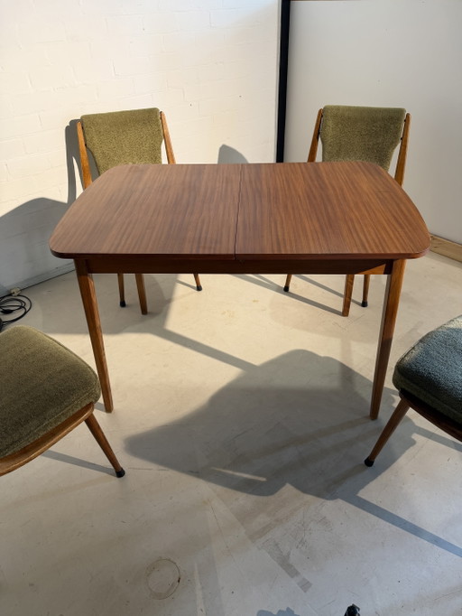 Ensemble de salle à manger vintage – eetkamerset, Textile, Wood (photo 2 of 15)