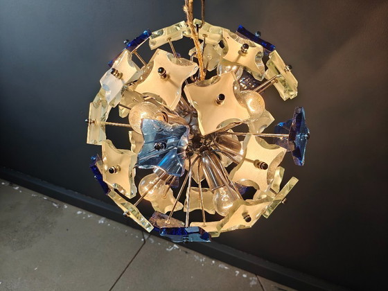 Image 1 of Vintage kroonluchter van gehamerd glas, 1970