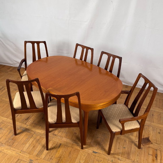 Image 1 of Set di 6 sedie da pranzo vintage in teak Nathan, anni '70 - British Mid-Century Modern