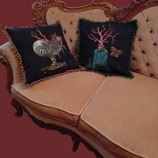 Mes coussins font partie de la série CORAUX ET COQUILLAGES.