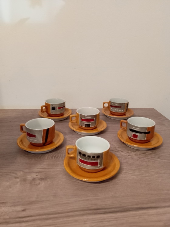 Image 1 of Espressoservies van Schmidt-porselein voor 6 personen, ontworpen door RM Piatti, Brazilië, gesigneerd, nieuw