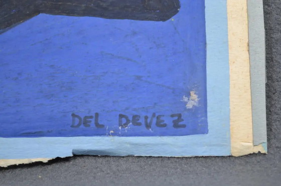 Jean Deldevez, "Il Villaggio Immaginato" Gouache, Firmata in Basso a Destra. – Dipinti e disegni (photo 6 of 10)