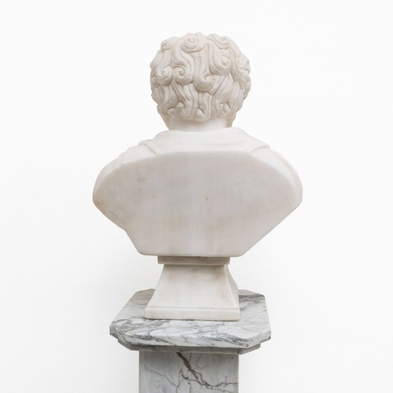 Witte Marmeren Buste van een Romeinse Keizer, 20e Eeuw – Beeldhouwkunst, Marble (photo 8 of 9)