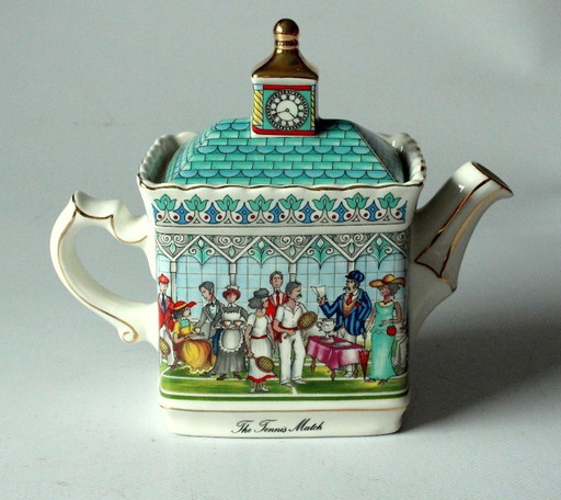 Théière design « Le Match de Tennis » de Sadler, céramique des années 1980