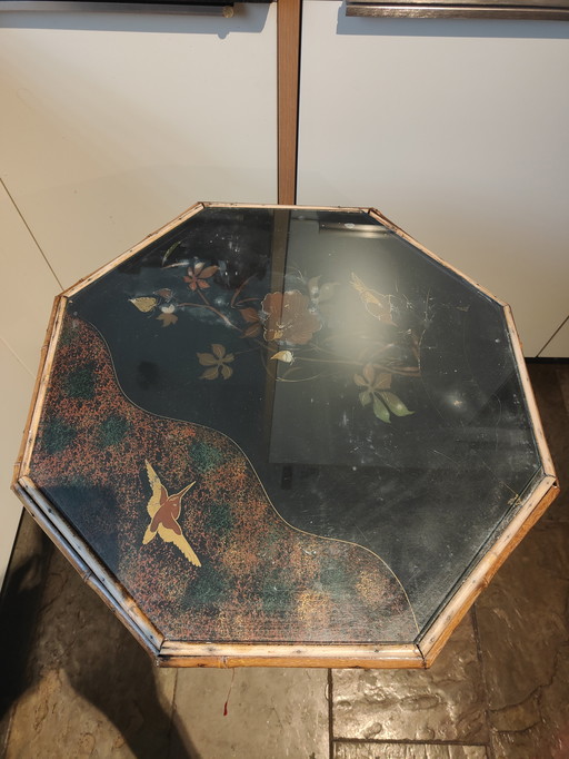 French Japanese bamboo and lacquer octagonal side table, circa 1880