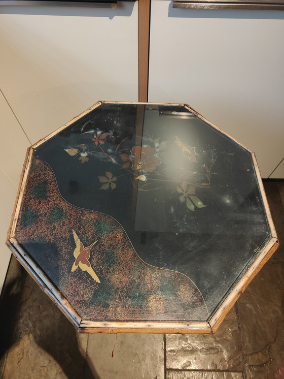 Image 1 of French Japanese bamboo and lacquer octagonal side table, circa 1880