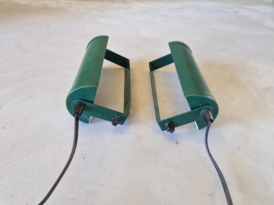 Image 1 of Set aus zwei postmodernen grünen Nachttischlampen