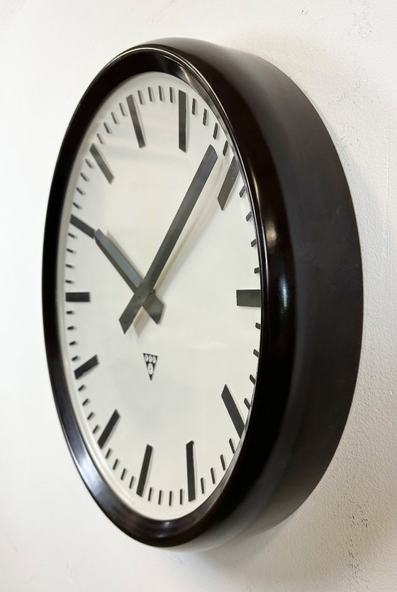 Image 1 of Large Industrial Bakelite Factory Wall Clock from Pragotron, 1960s