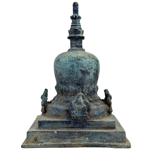 Estupa Votiva de Bronce de la India Oriental – Tradición Pala – c. Siglos X-XII – 10,5 cm