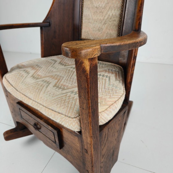 Englischer Lammstuhl aus dem 19. Jahrhundert – gepolstert – Schaukelstühle, Wood (photo 4 of 7)