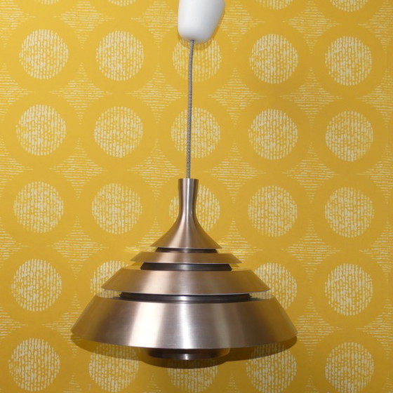 Image 1 of Hans-Agne Jakobsson 1960s pendant lamp copper-colored aluminum slats ceiling lamp for Hans-Agne Jakobsson AB, Markaryd