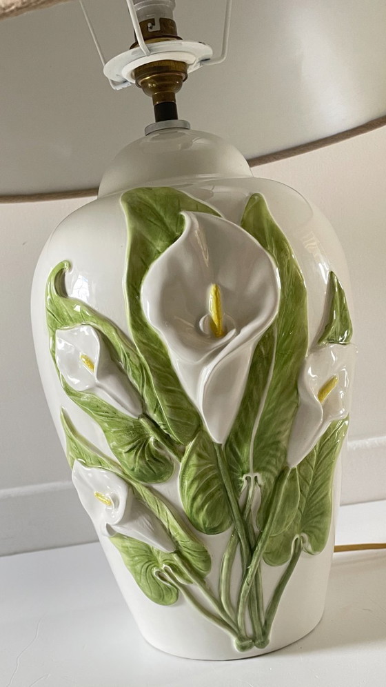Image 1 of LAMPE Italienne Fleurs d'ARUM Vintage