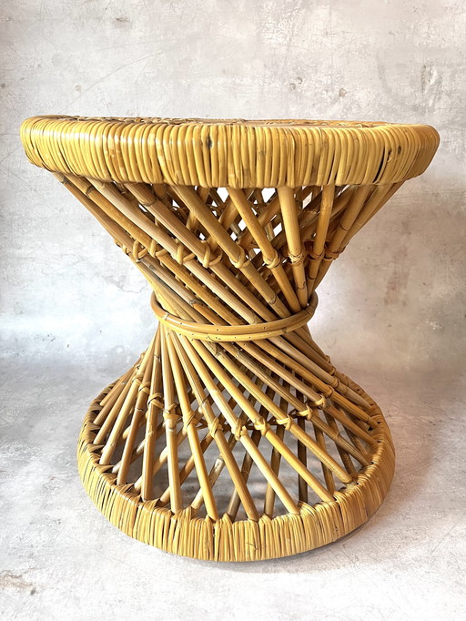 Vintage Bamboe Loungestoel Stoel Rotan Met Bijpassend Krukje Tafeltje Rohe Noordwolde Bamboe 1950