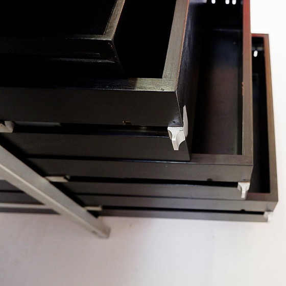 Image 1 of Escritorio compuesto por pedestales de madera de Bergwood y tablero con chapa de madera Boomerang - década de 1970