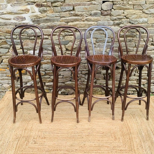 Set aus 4 Vintage Bistrohockern