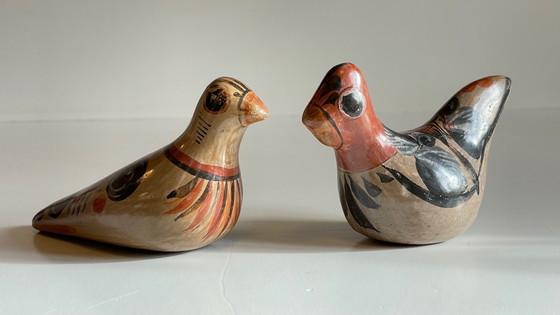 Image 1 of Couple Bird Ceramic Handmade Mexico Vintage