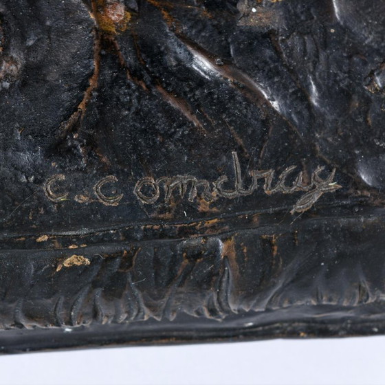 Image 1 of C. Conndray Bronze Figural Sculpture Coffee Table with Glass Top