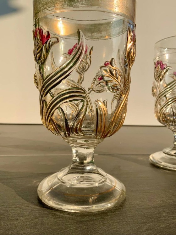 Image 1 of Coppia di bicchieri da vino/acqua in stile Art Nouveau - Josef Inwald - Boemia, c. 1914