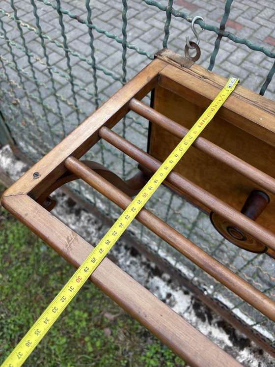 Vintage Houten Wandkapstok met Hoedenplank 90 Cm Mid Century – Wandrek, Wood (photo 10 of 10)