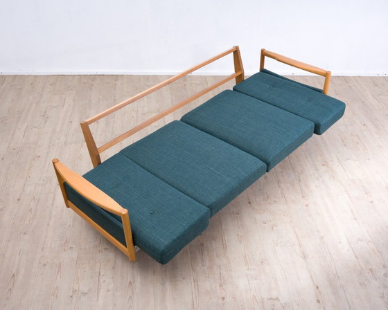 Image 1 of Sofá/diván "Stella" de los años 60, una pieza rara fabricada en madera maciza de haya por Walter Knoll.