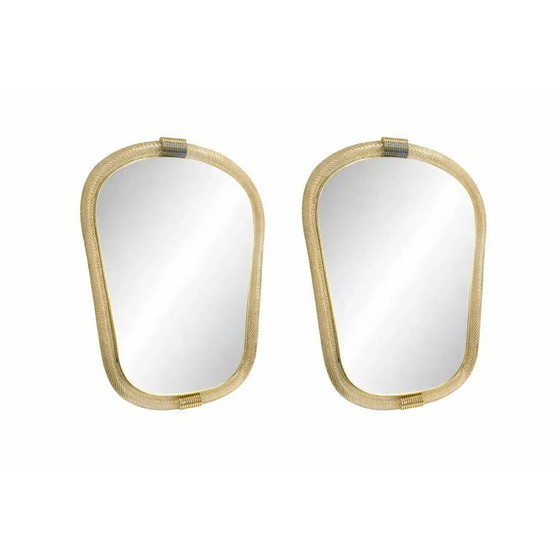 Image 1 of Italienischer Murano-Glas-Wandspiegel mit Torciglione Torchon – Barovier-Einfluss