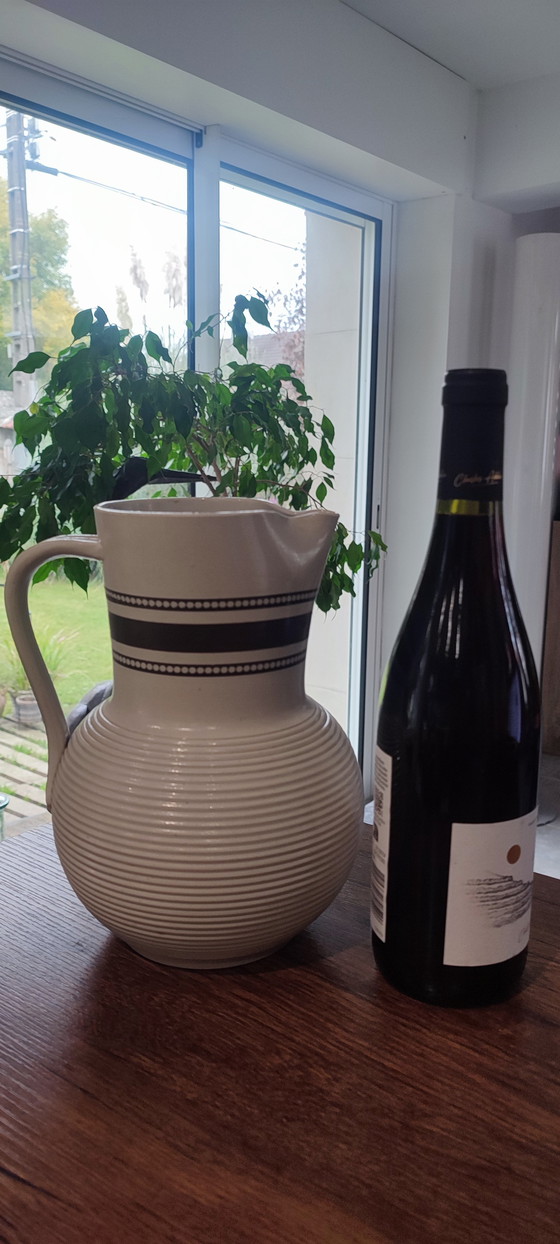 Image 1 of Grande brocca in gres smaltato firmata, periodo 1950-60