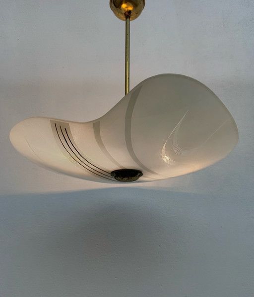 Suspension Verre Sérigraphié Années 60