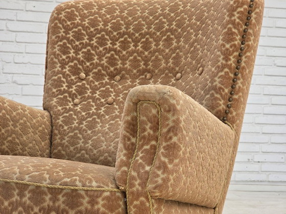 1960s, Danish Armchair, Furniture Velour, Beech Wood – Textile (photo 15 of 17)